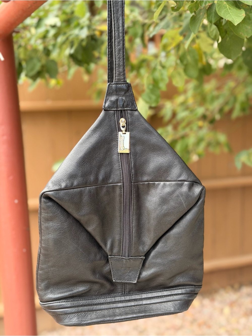 Tignanello Black Leather Crossbody Sling Bag
